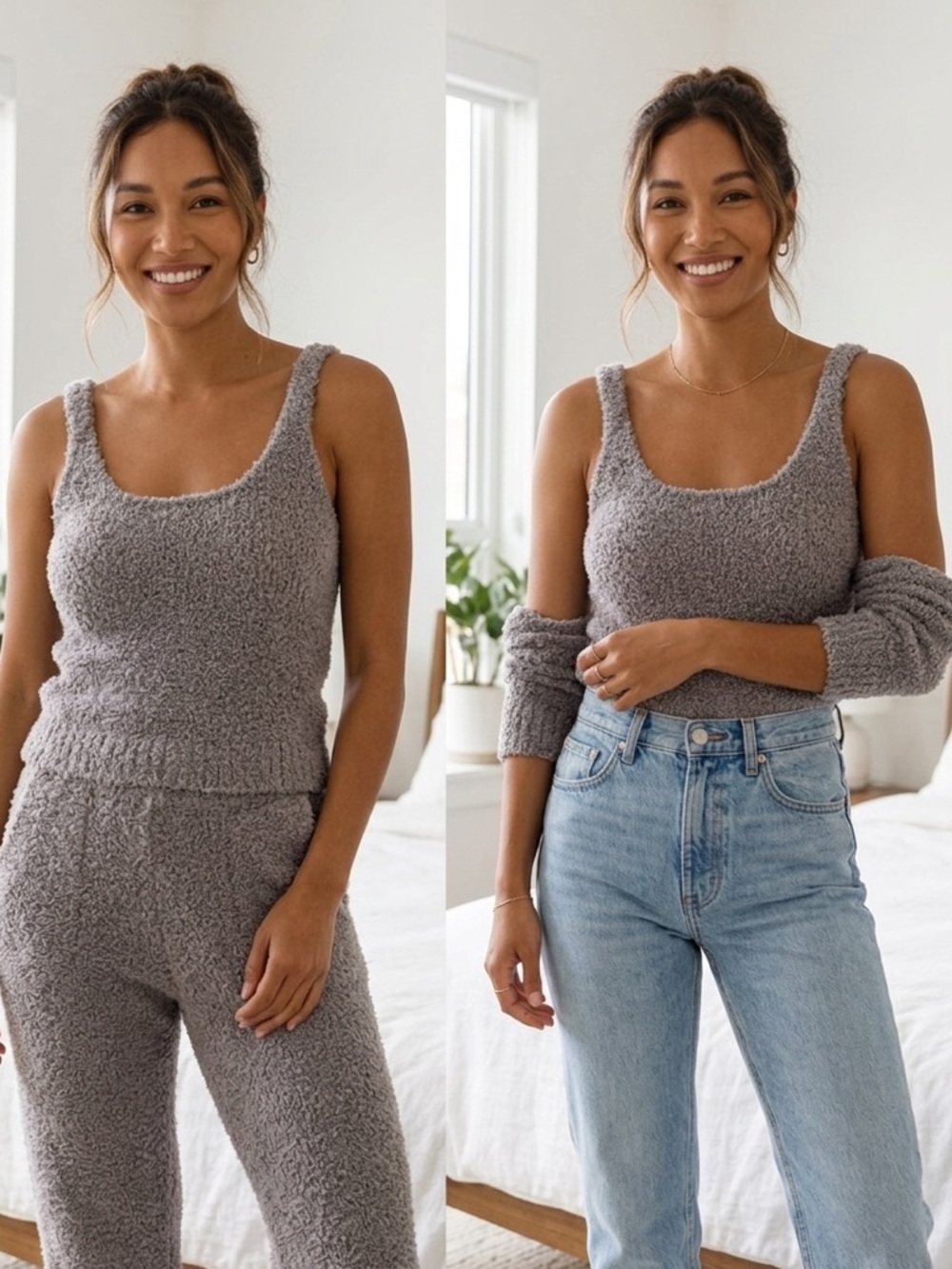 SKIMS Cozy Scoop Neck Tank in Heather Gray